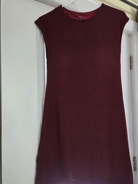 Klassy New Network Mini Ribbed  Dress - Burgundy